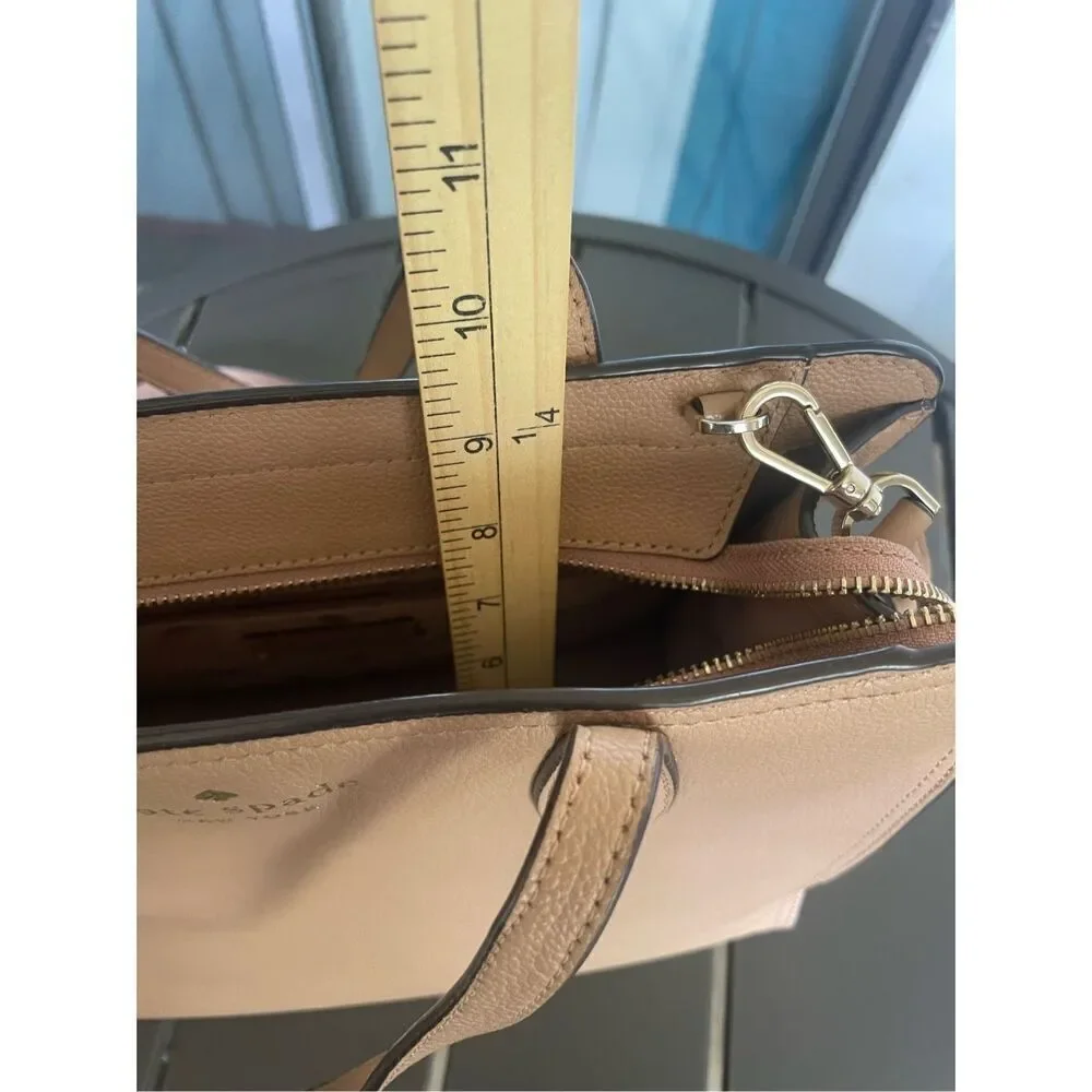 Kate Spade Pebbled Leather Rowe Medium Top Zip Satchel Warm Beige